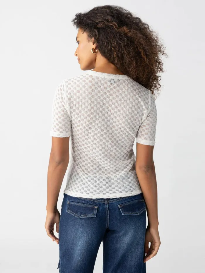 Geo Mesh Tee Chalk Women Sanctuary Clothing Tees and Tops