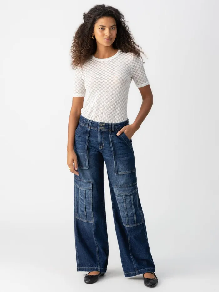 Geo Mesh Tee Chalk Women Sanctuary Clothing Tees and Tops