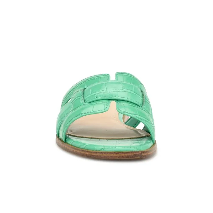 Germani Flat Slide Sandals Green Croco Women Nine West Sandals