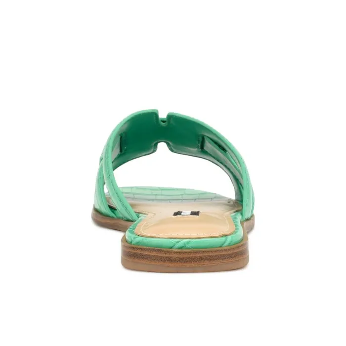Germani Flat Slide Sandals Green Croco Women Nine West Sandals