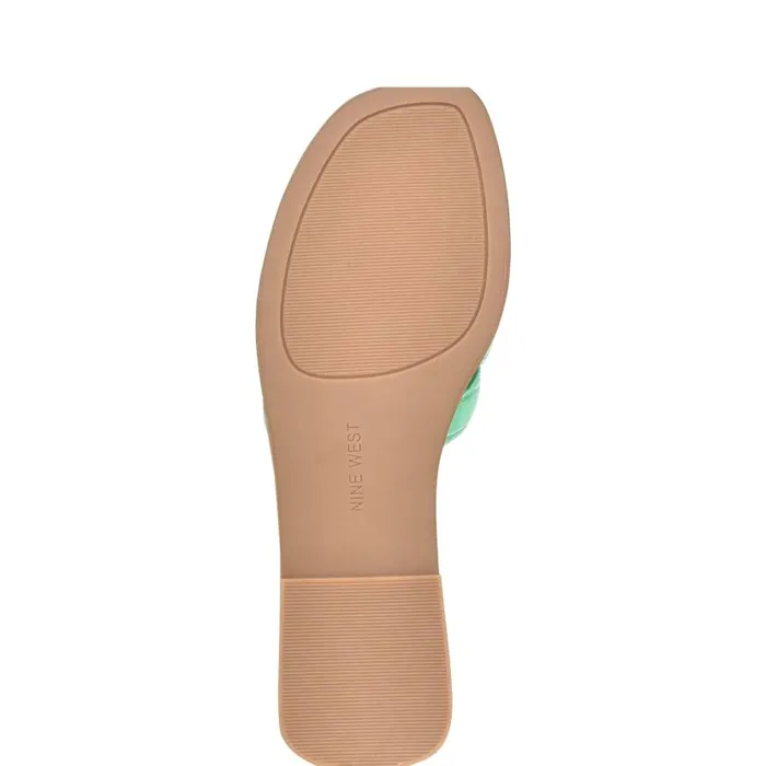 Germani Flat Slide Sandals Green Croco Women Nine West Sandals
