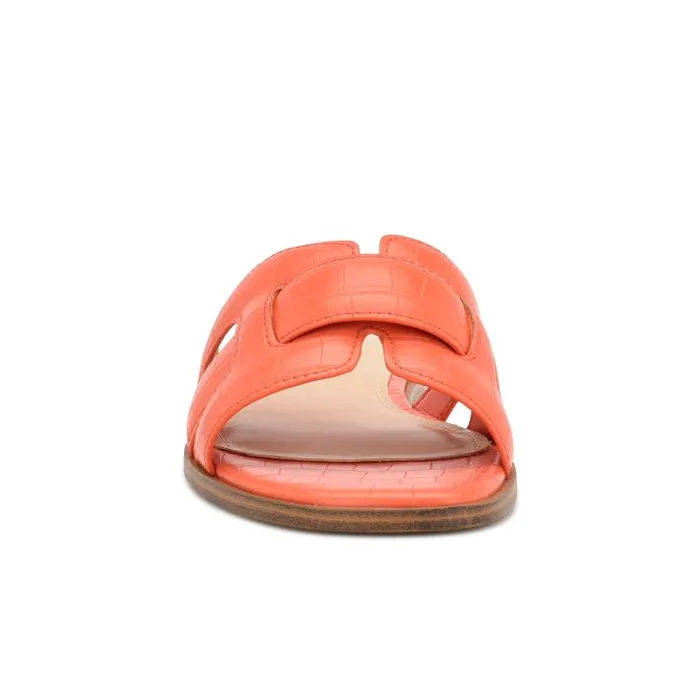 Germani Flat Slide Sandals Orange Croco Women Nine West Sandals