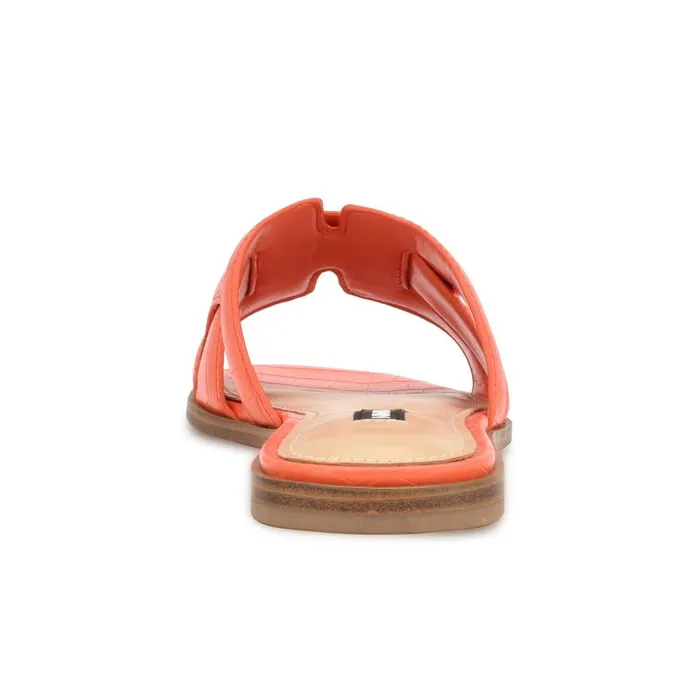Germani Flat Slide Sandals Orange Croco Women Nine West Sandals