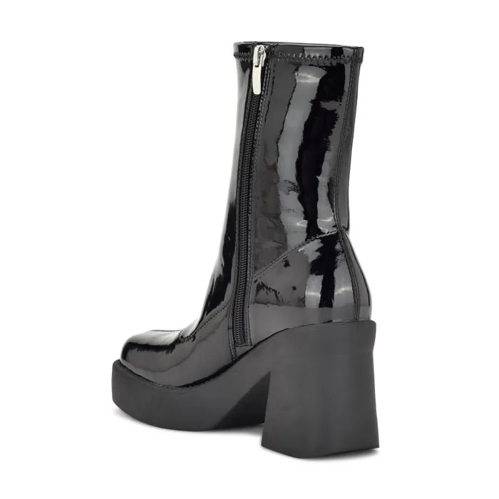 Gerri Heeled Platform Booties Black Patent Women Nine West Boots and Booties