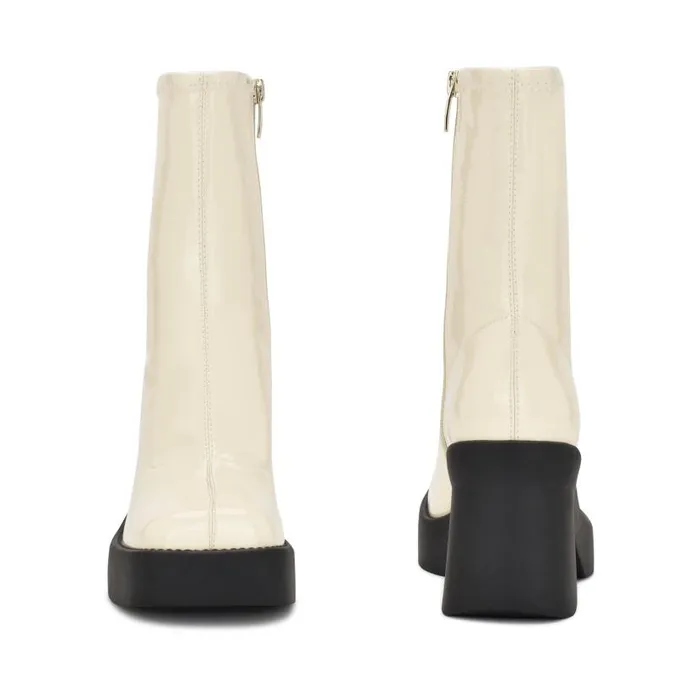 Gerri Heeled Platform Booties Chic Cream Patent Women Nine West Boots and Booties