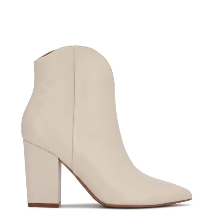 Ghost Ankle Booties Ivory Leather Women Nine West Heels