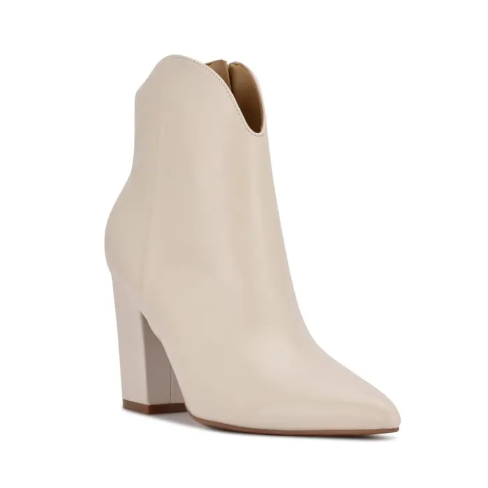 Ghost Ankle Booties Ivory Leather Women Nine West Heels