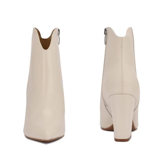 Ghost Ankle Booties Ivory Leather Women Nine West Heels