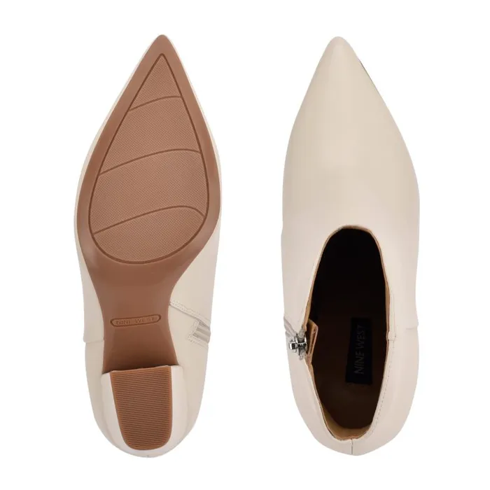 Ghost Ankle Booties Ivory Leather Women Nine West Heels