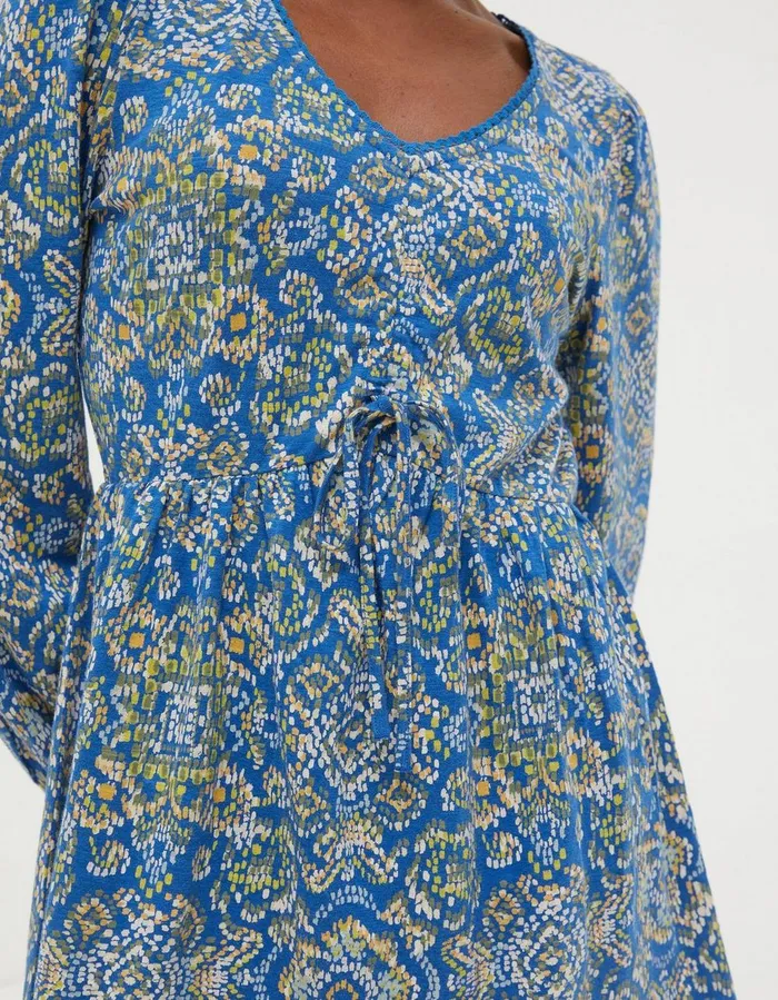 Gina Aztec Texture Tunic Bright Blue Women FatFace Tops and TShirts