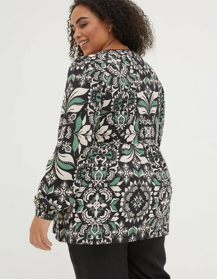 Gina Mosaic Leaf Tunic Black Women FatFace Tops and TShirts