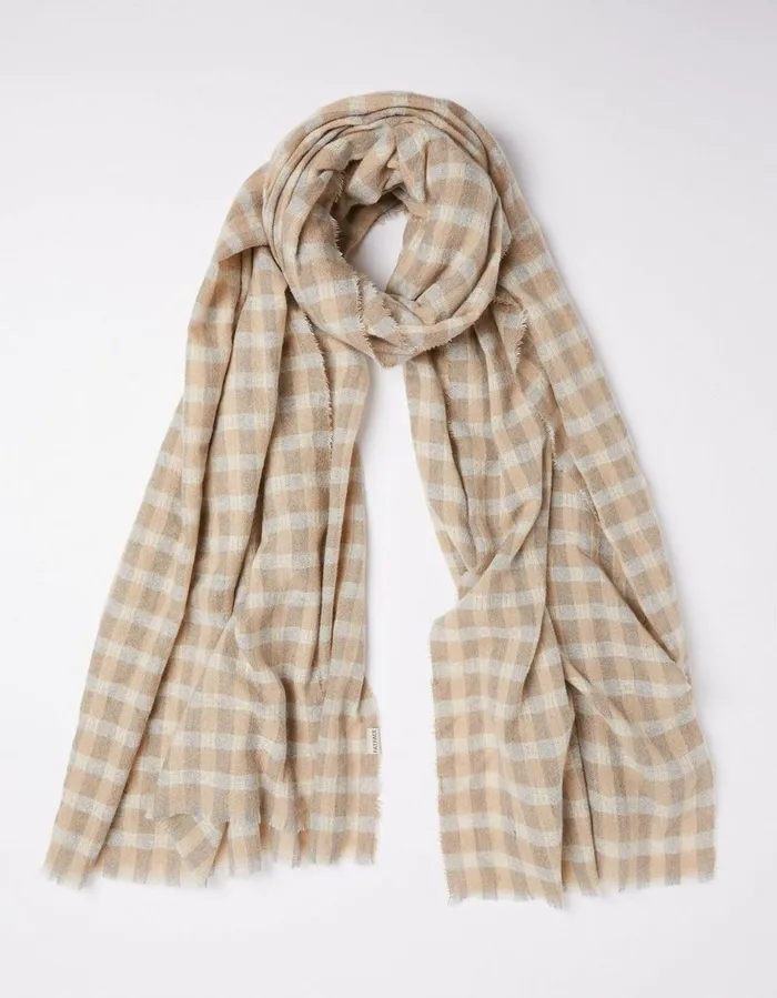 Gingham Check Scarf Ivory Women FatFace Scarves