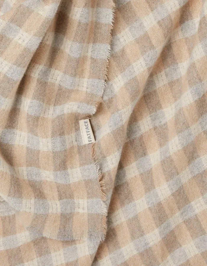 Gingham Check Scarf Ivory Women FatFace Scarves