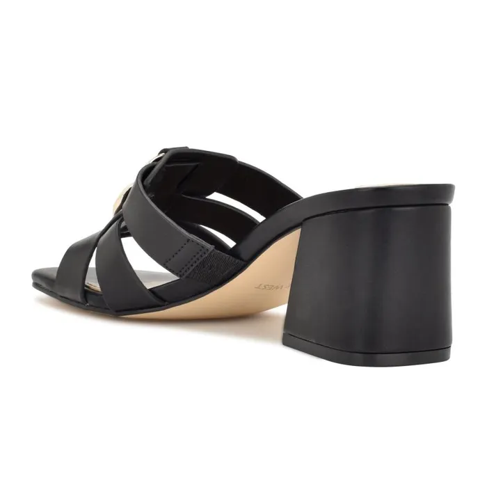 Gipper Heeled Slide Sandals Black Women Nine West Sandals