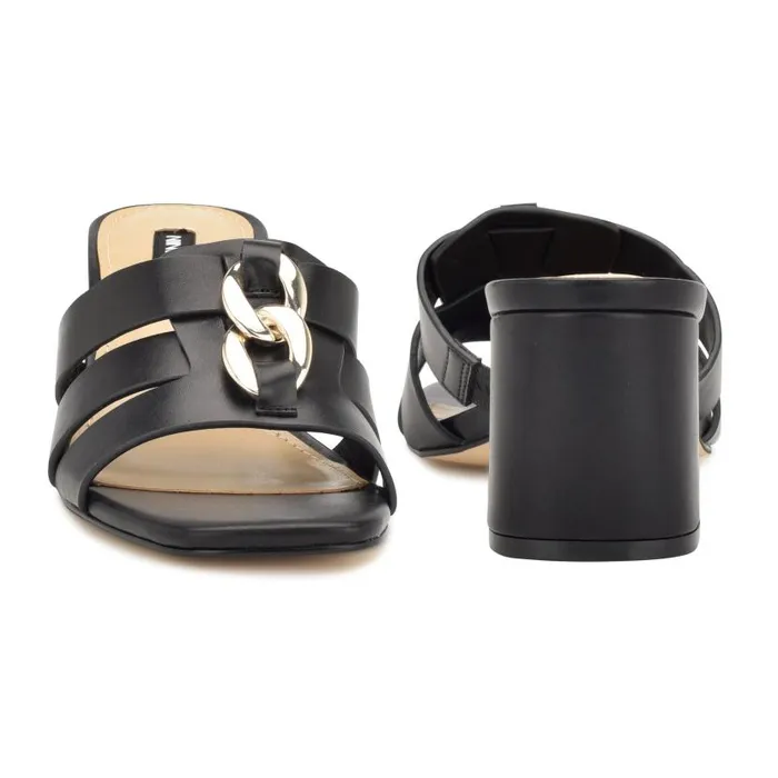 Gipper Heeled Slide Sandals Black Women Nine West Sandals