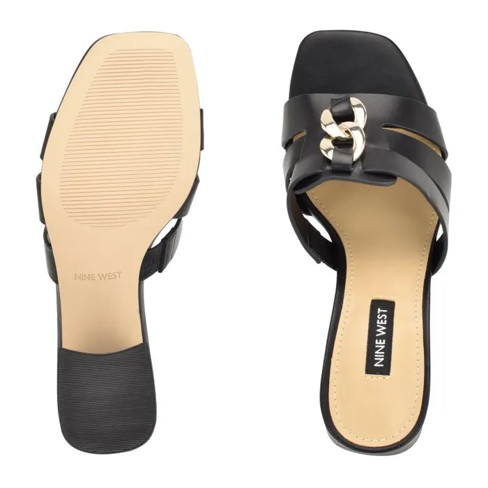 Gipper Heeled Slide Sandals Black Women Nine West Sandals