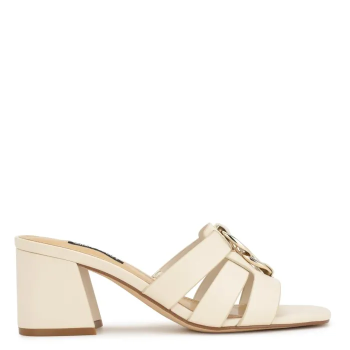 Gipper Heeled Slide Sandals Chic Cream Women Nine West Heels
