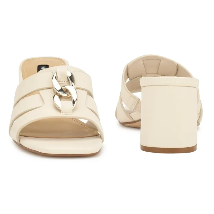 Gipper Heeled Slide Sandals Chic Cream Women Nine West Heels