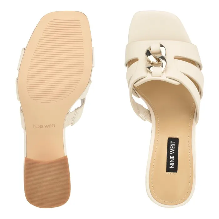 Gipper Heeled Slide Sandals Chic Cream Women Nine West Heels