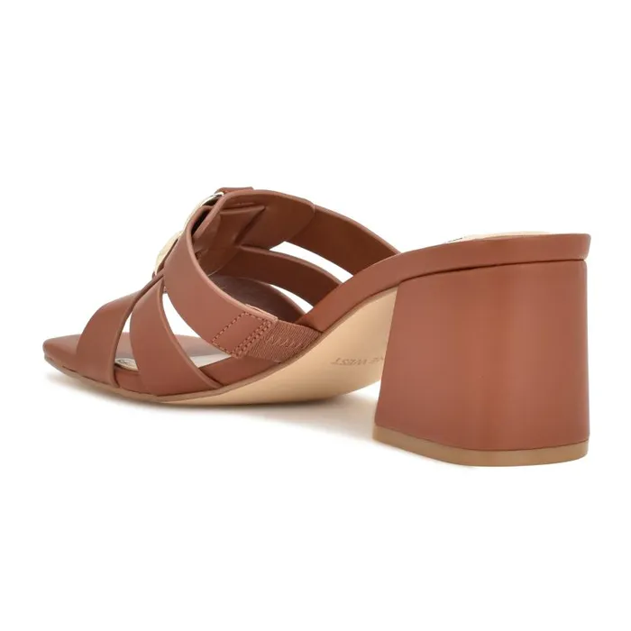 Gipper Heeled Slide Sandals Rich Coffee Women Nine West Sandals