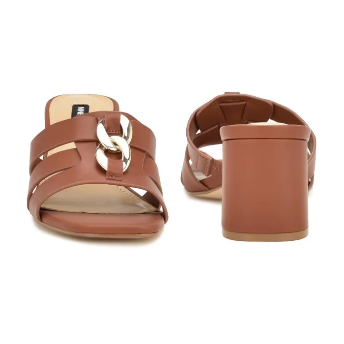 Gipper Heeled Slide Sandals Rich Coffee Women Nine West Sandals
