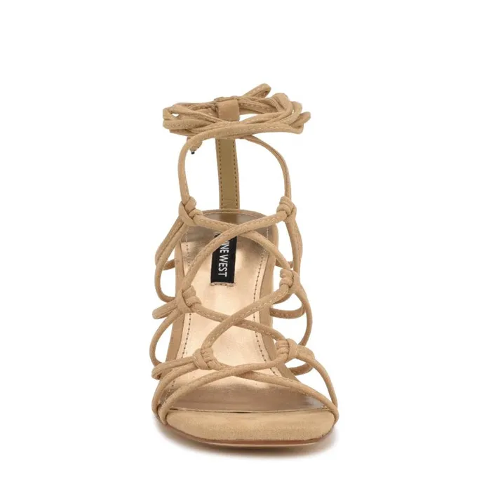 Glaven Ankle Wrap Sandals Tan Suede Women Nine West Sandals