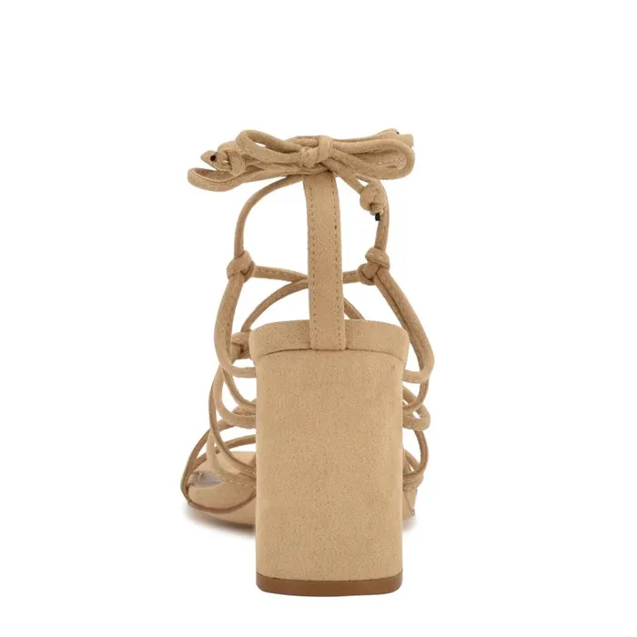Glaven Ankle Wrap Sandals Tan Suede Women Nine West Sandals