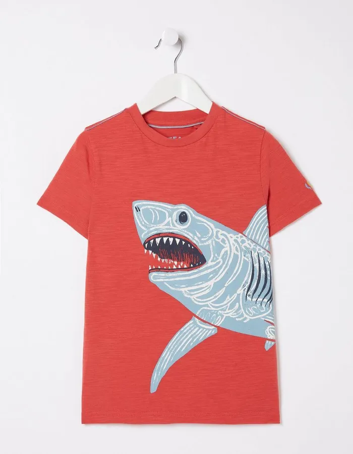 GlowInTheDark Shark TShirt Washed Red Boys FatFace TShirts and Polos
