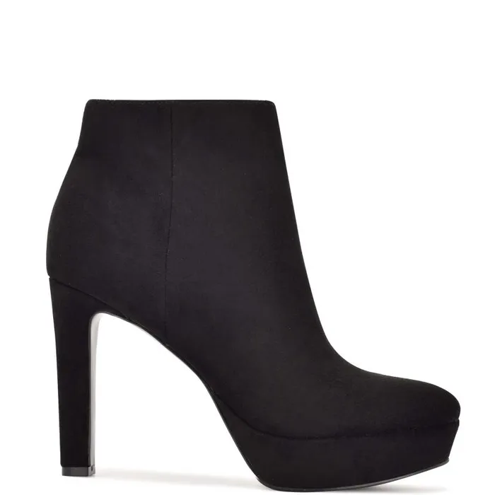 Glowup Platform Booties Black Suede Women Nine West Boots and Booties