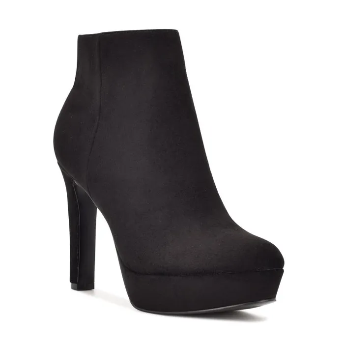 Glowup Platform Booties Black Suede Women Nine West Boots and Booties