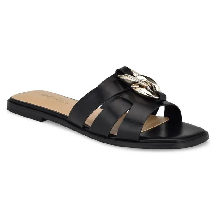 Graso Casual Flat Sandals Black Women Nine West Sandals