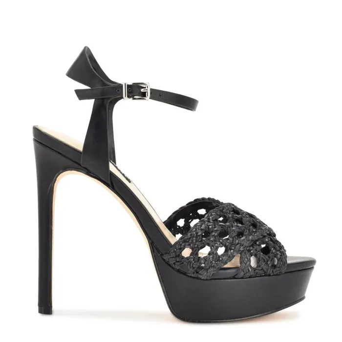 Grecia Platform Sandals Black Women Nine West Heels