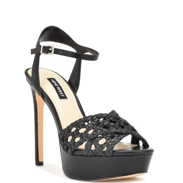Grecia Platform Sandals Black Women Nine West Heels