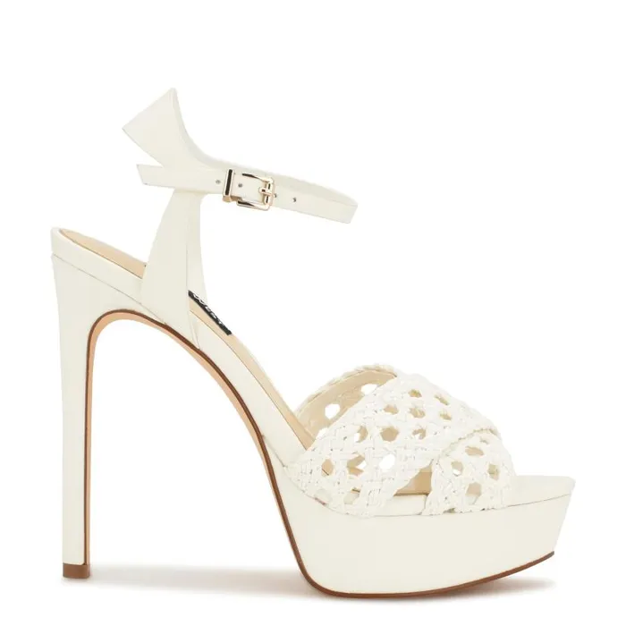 Grecia Platform Sandals White Women Nine West Heels