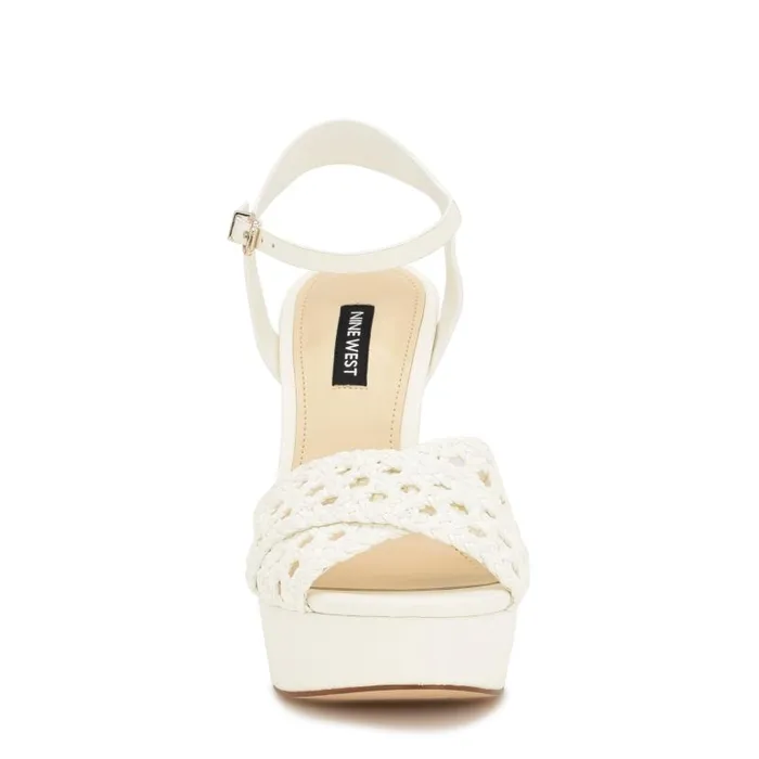 Grecia Platform Sandals White Women Nine West Heels
