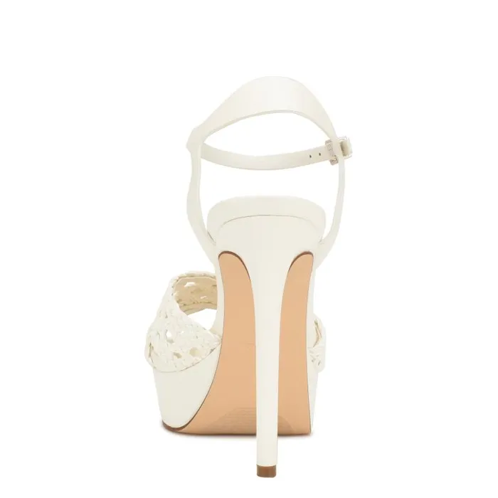 Grecia Platform Sandals White Women Nine West Heels