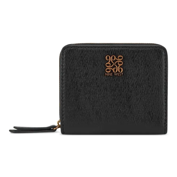 Grid 9 Small Zip Around Wallet Black WomenMen Nine West Clutches and Wallets