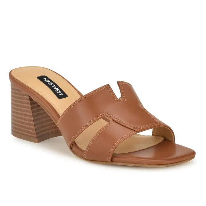 Griselda Block Heel Sandals Brown Women Nine West Sandals