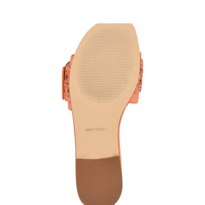 Hagleigh Flat Slide Sandals Orange Raffia Women Nine West Sandals