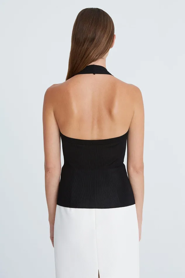 Halston Annalise Knit Halter Top Black Women Tops Halston Annalise Knit Halter Top Black Women Tops