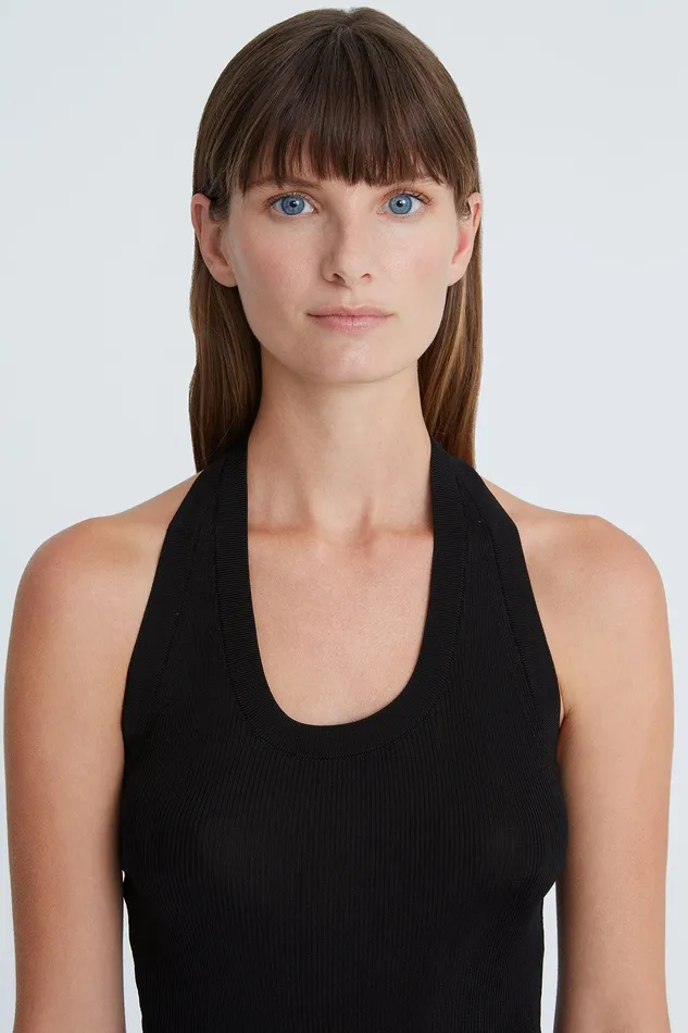 Halston Annalise Knit Halter Top Black Women Tops Halston Annalise Knit Halter Top Black Women Tops