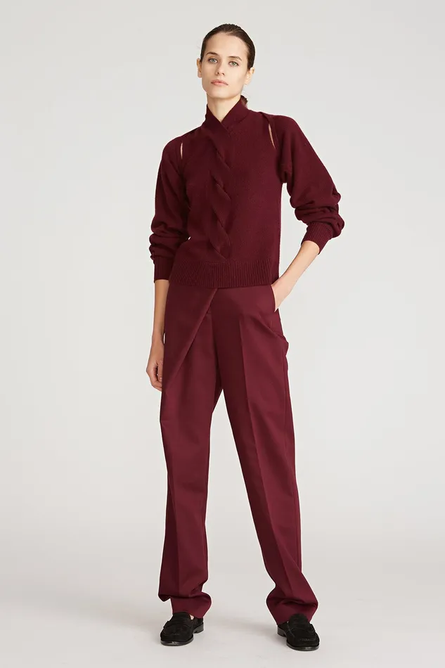 Halston Auden Wool Cash Cable Shrug Merlot Women Tops Halston Auden Wool Cash Cable Shrug Merlot Women Tops