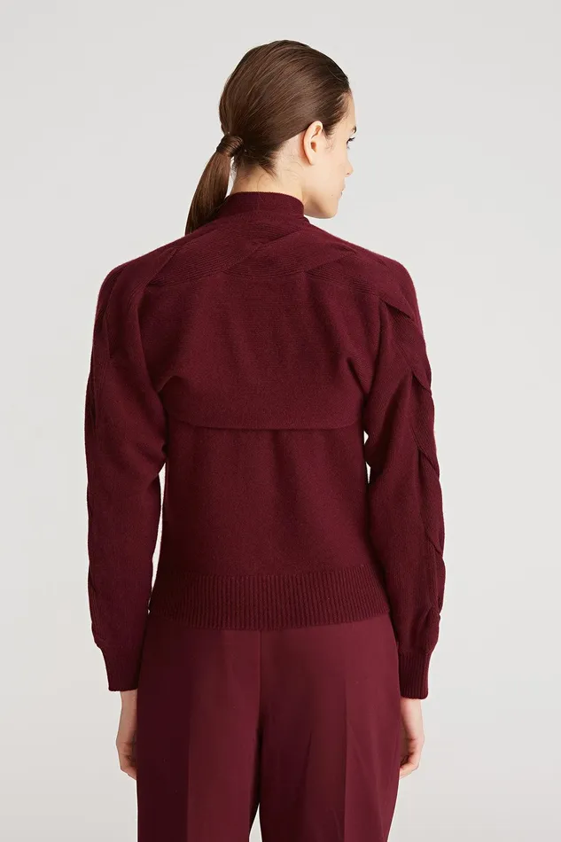 Halston Auden Wool Cash Cable Shrug Merlot Women Tops Halston Auden Wool Cash Cable Shrug Merlot Women Tops