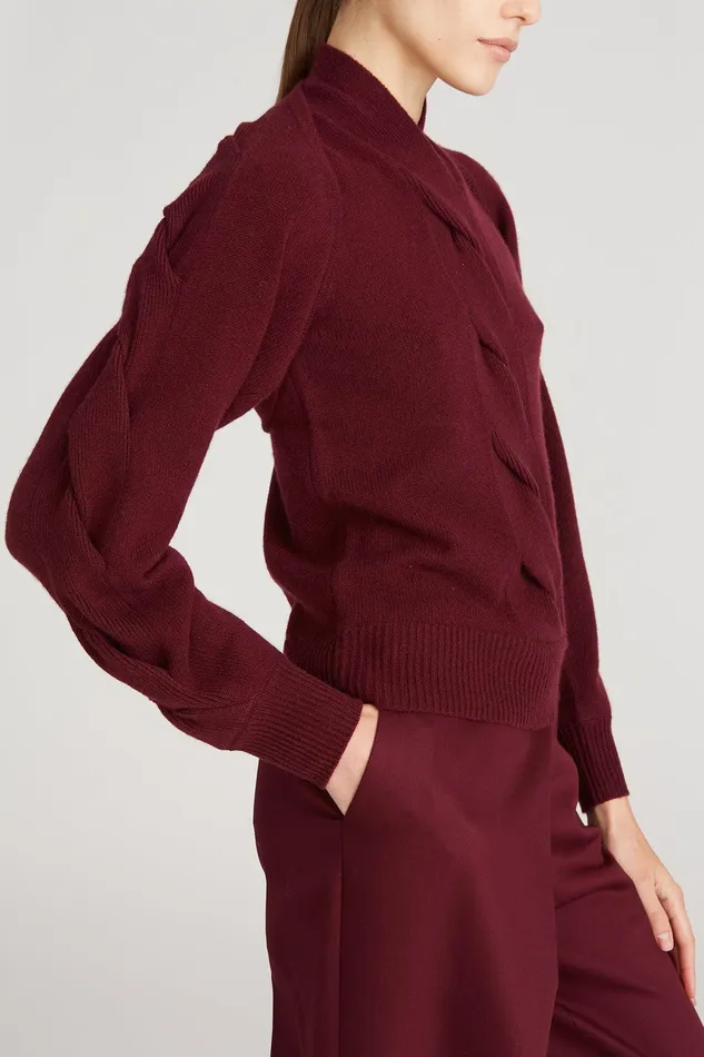 Halston Auden Wool Cash Cable Shrug Merlot Women Tops Halston Auden Wool Cash Cable Shrug Merlot Women Tops