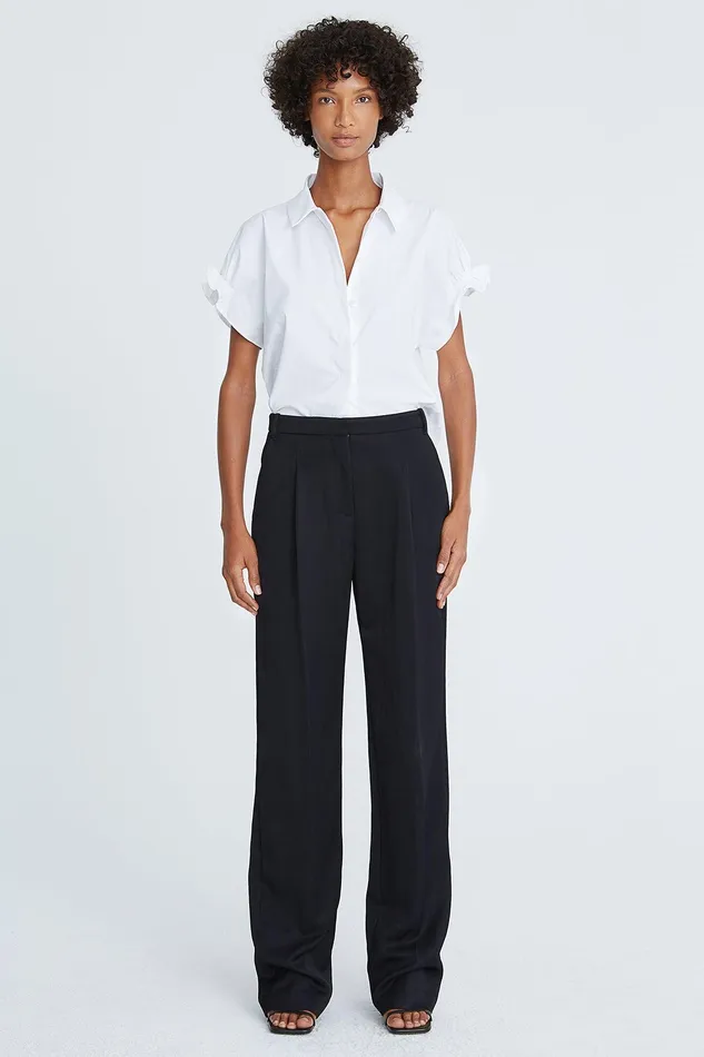 Halston Bea Cotton Shirting Ruffle Top Optic White Women Tops Halston Bea Cotton Shirting Ruffle Top Optic White Women Tops