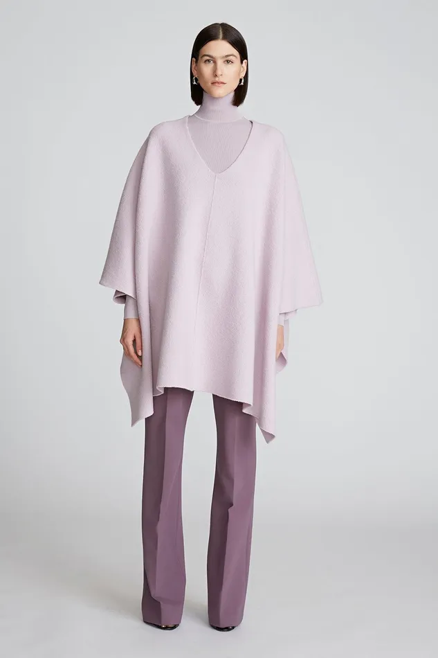 Halston Bridget Poncho In Boiled Wool Light Plum Women Tops