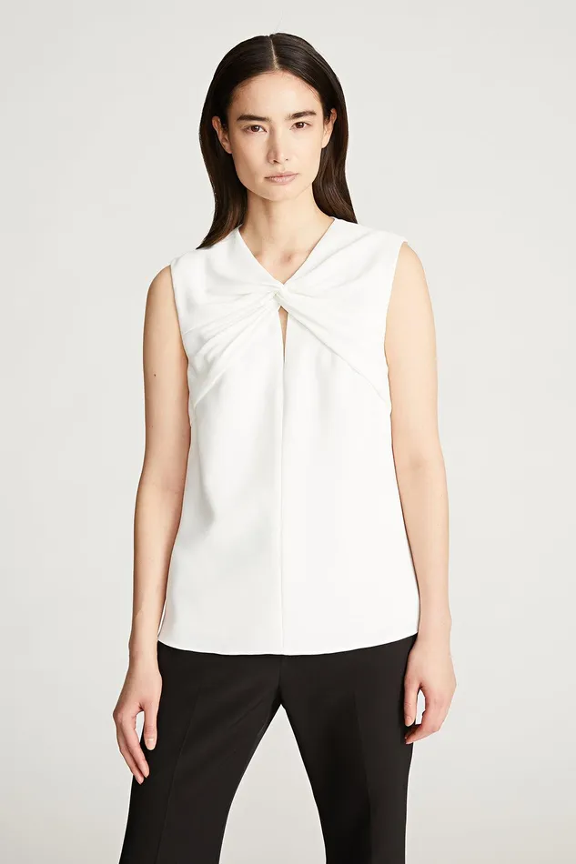 Halston Faren Top In Fluid Crepe Chalk Women Tops