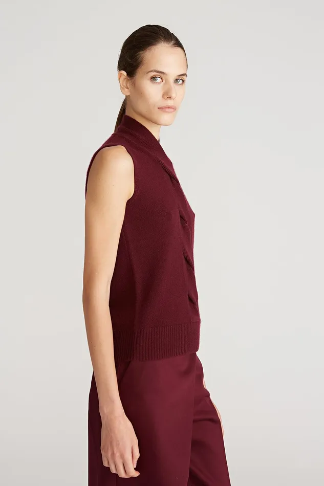 Halston Fay Wool Cash Cable Sweater Merlot Women Tops Halston Fay Wool Cash Cable Sweater Merlot Women Tops