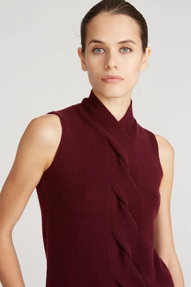 Halston Fay Wool Cash Cable Sweater Merlot Women Tops Halston Fay Wool Cash Cable Sweater Merlot Women Tops