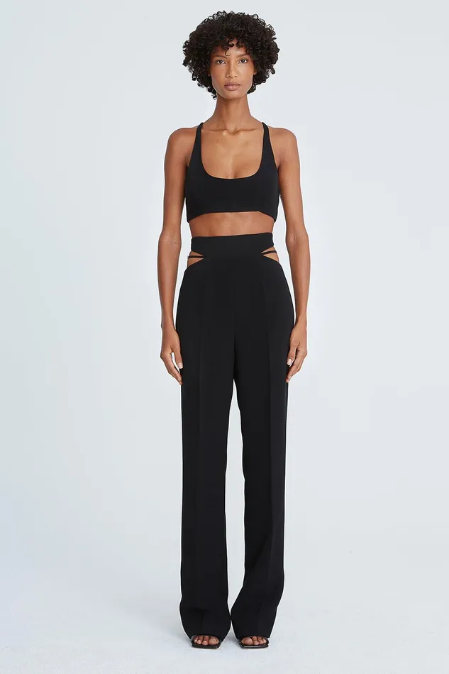 Halston Gwen Crepe Scoop Neck Bralette Black Women Tops